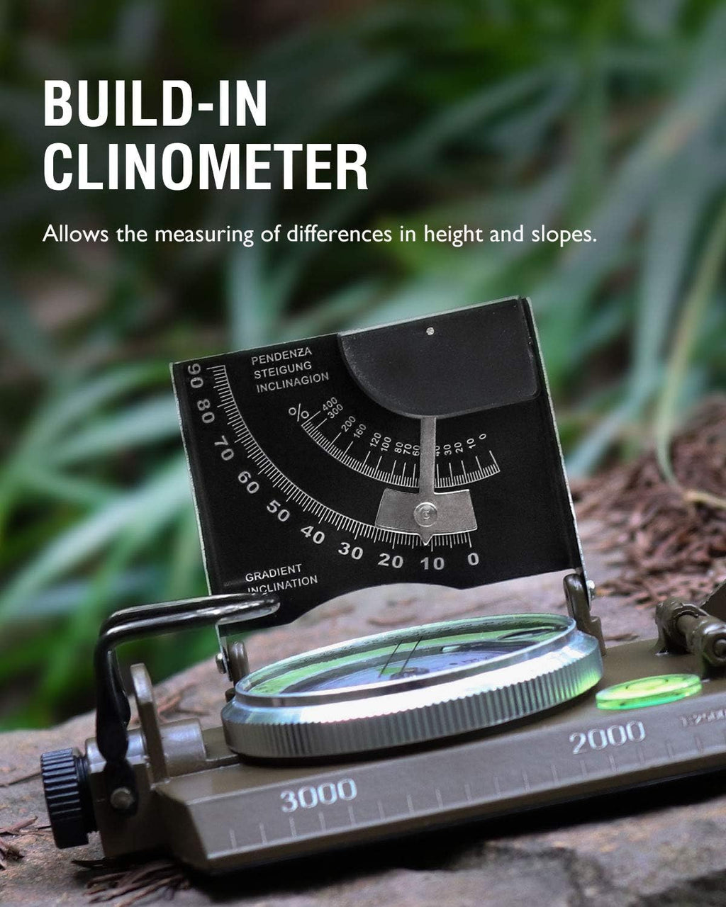 Multifunctional Military Sighting Navigation Compass with Inclinometer | Impact Resistant & Waterproof Compass for Hiking, Camping