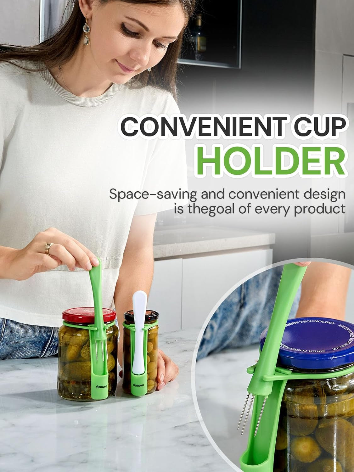 2 Pack Pickle Fork for the Jar, Pickle Grabber Tool, Stainless Steel Olive Grabber Tool, Deep Jar Vegetable Grabber for Olive, Unique Kitchen Gadgets