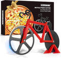 Bicycle Pizza Cutter Wheel - Gifts for Cyclists, Men, Dad, Bike Lovers - Funny Kitchen Gadgets - Cool Father’S Day, Christmas, Birthday, White Elephant Gifts - Stainless Steel Pizza Slicer(Red)