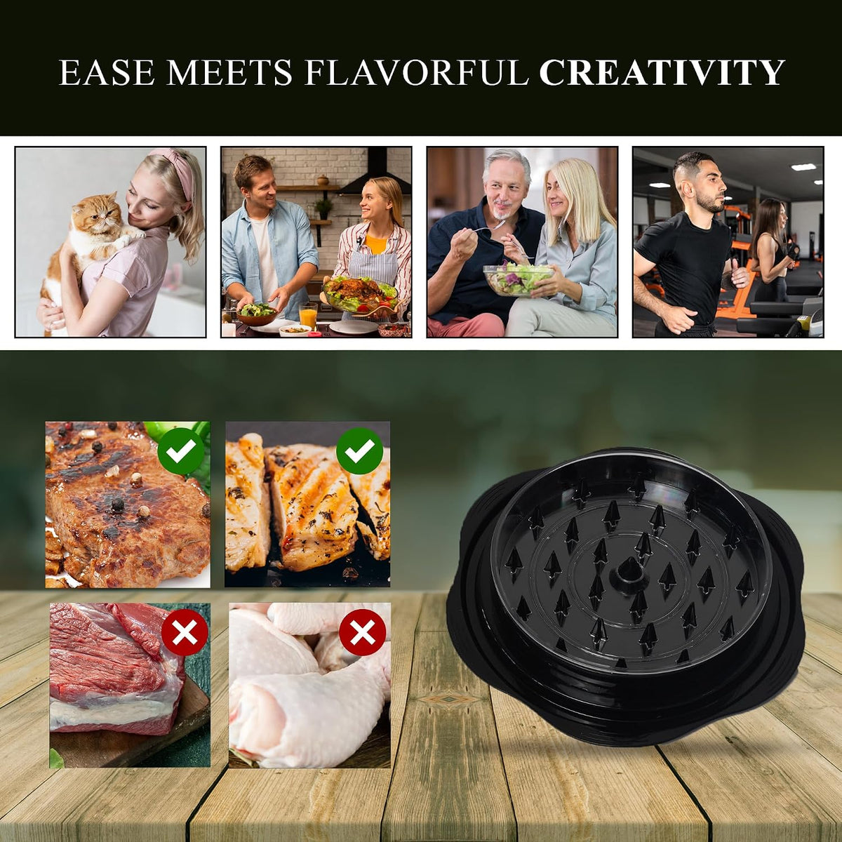 Large Chicken Shredder Tool Twist Equipped with Middle Tray, Including 1 X Anti-Slip Silicone Mat, 1X Kitchen Tongs and 1X Cleaning Brush, Suitable for Pork Beef‬ Chicken‬ Breast (Black)