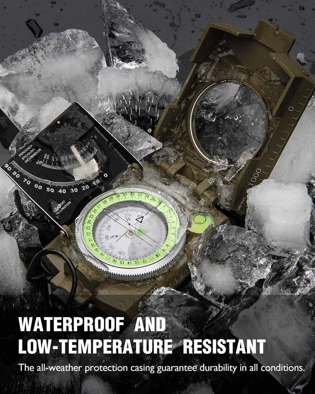 Multifunctional Military Sighting Navigation Compass with Inclinometer | Impact Resistant & Waterproof Compass for Hiking, Camping