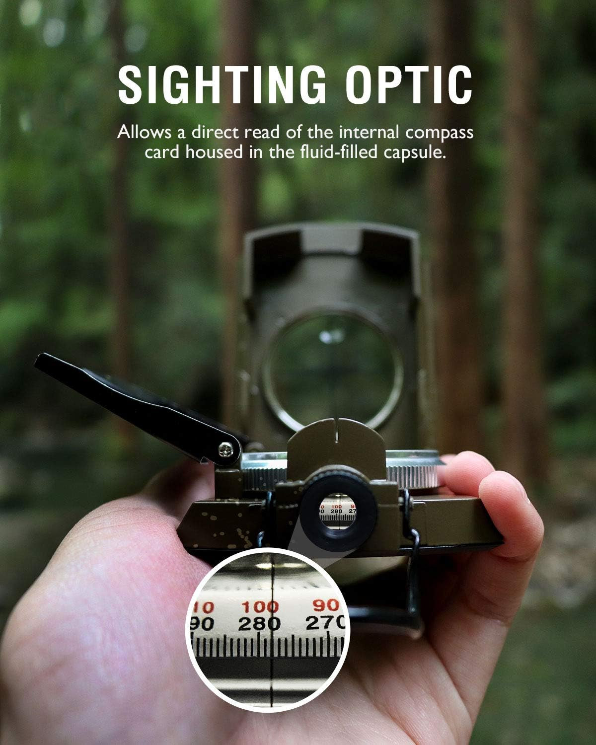 Multifunctional Military Sighting Navigation Compass with Inclinometer | Impact Resistant & Waterproof Compass for Hiking, Camping