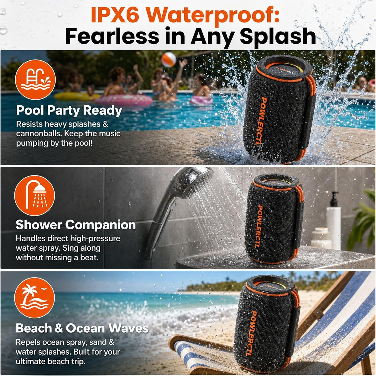 Bluetooth Speaker, 360° Portable Wireless Speaker, IPX6 Waterproof, Bluetooth 5.3, 6H Play Time, TWS for Home/Outdoor/Travel/Camping, Gift for Men, Birthday Gift
