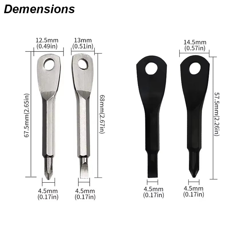 Portable Phillips Slotted Screwdriver Set Key Ring Keychain Mini Pocket Keyring Cross Screw Driver Repair Tool Gadget EDC Small