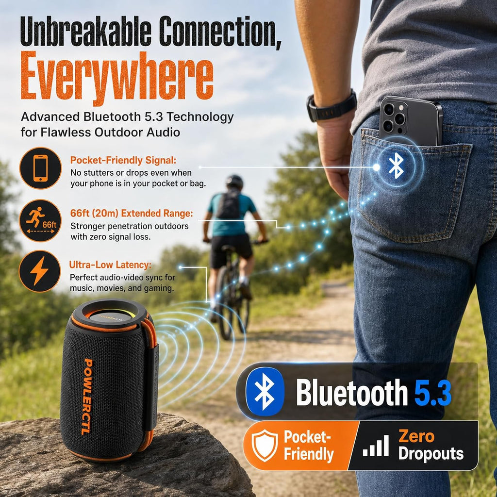 Bluetooth Speaker, 360° Portable Wireless Speaker, IPX6 Waterproof, Bluetooth 5.3, 6H Play Time, TWS for Home/Outdoor/Travel/Camping, Gift for Men, Birthday Gift