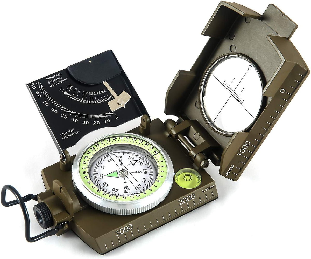 Multifunctional Military Sighting Navigation Compass with Inclinometer | Impact Resistant & Waterproof Compass for Hiking, Camping